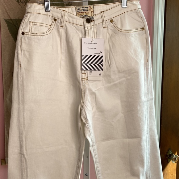 Sandrine Rose Jeans Size 30 White/Mustard Stitching NWT Retail $198 - Picture 4 of 9